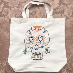 NEW hand sewn skull tote accent beads